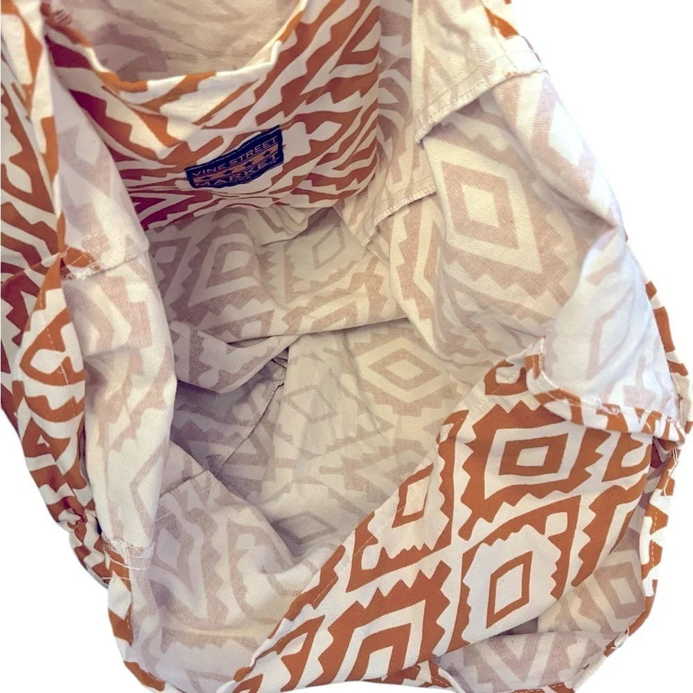 NWOT Vine Street Market oversized cotton printed sling bag tote, rust & cream